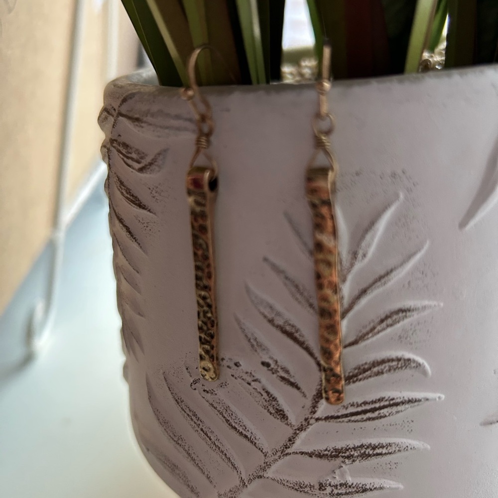 Gold Bar Dangle Earrings